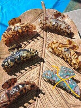 Set of 6 Marbled Resin Hair Claw Clips - Multicolor 1 For 25 Or 2 For 44